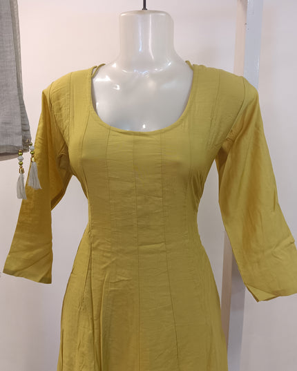 LADIES KURTI SET CODE-A264 Mustard Yellow Women’s Kurta Pant Set with Printed Dupatta