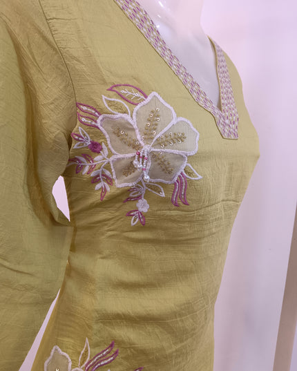 LADIES KURTI SET CODE-A254 Women’s Embroidered Kurta Pant Set with Printed Dupatta – Olive Green