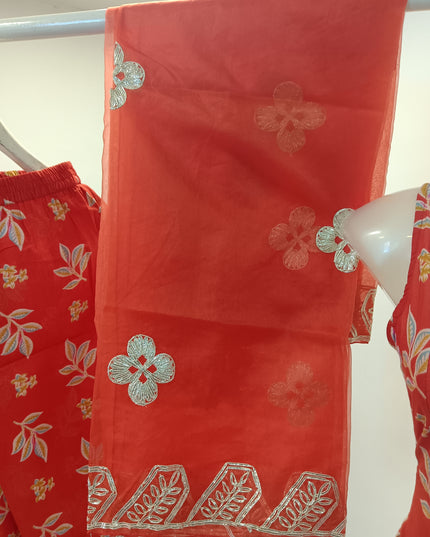 LADIES KURTI SET CODE-A261 Women’s Red Floral Printed Kurta Pant Set with Dupatta
