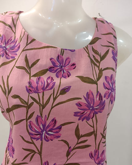 LADIES TWINIC CODE-A256 Women’s Mauve Floral Printed Sleeveless Short Kurti