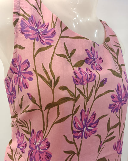 LADIES TWINIC CODE-A256 Women’s Mauve Floral Printed Sleeveless Short Kurti