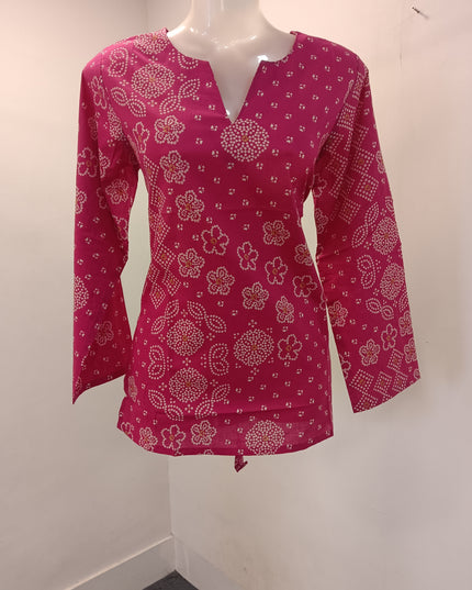 LADIES TWINIC CODE-A257 Women’s Pink Printed Short Kurti | Stylish Casual Ethnic Kurti