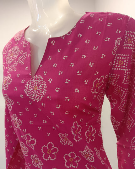 LADIES TWINIC CODE-A257 Women’s Pink Printed Short Kurti | Stylish Casual Ethnic Kurti