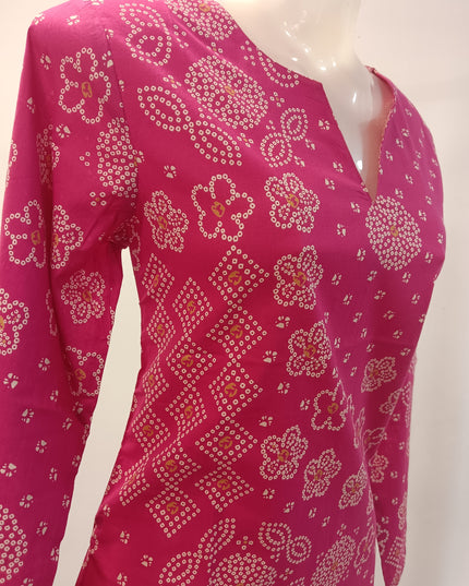 LADIES TWINIC CODE-A257 Women’s Pink Printed Short Kurti | Stylish Casual Ethnic Kurti
