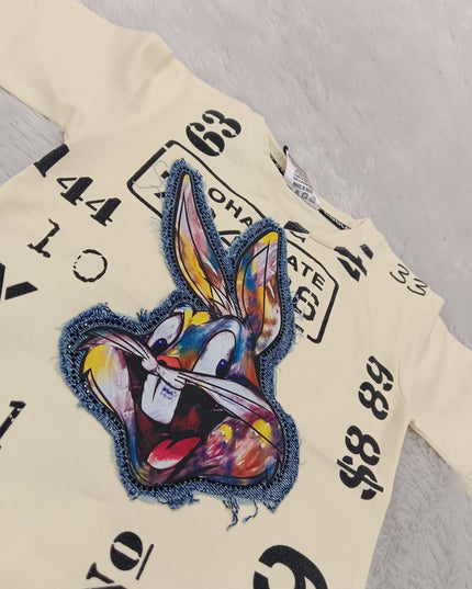 BOYS TSHIRT CODE-A237 Boys Graphic Printed Cotton T-Shirt – Cream Casual Half Sleeve Tee