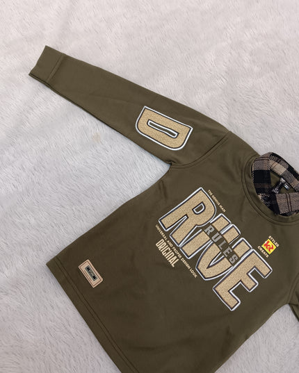 BOYS TSHIRT CODE-A242 Boys Olive Green Full Sleeve Graphic T-Shirt – Drive Print