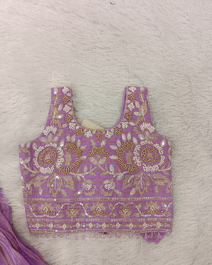 GIRLS CHOLI CODE-A250 Girls Lavender Embroidered Lehenga Choli Set with Dupatta – Festive Wear