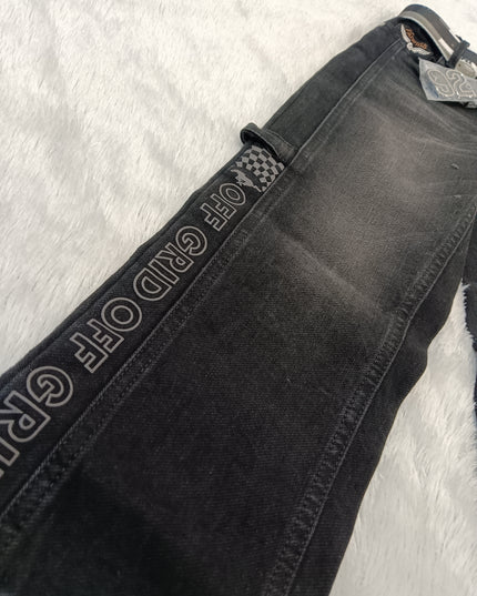 BOYS JEANS CODE-A284 Boys Black Wide-Leg Denim Jeans | Trendy Printed Casual Jeans