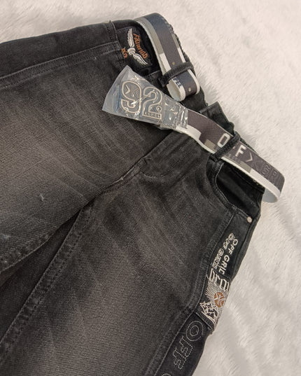 BOYS JEANS CODE-A284 Boys Black Wide-Leg Denim Jeans | Trendy Printed Casual Jeans