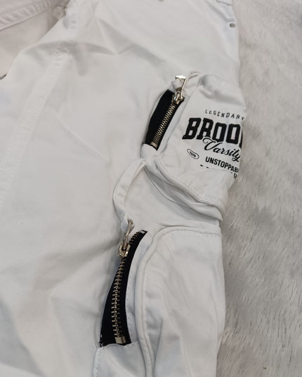 BOYS JEANS CODE-A283 Boys Black Oversized T-Shirt with White Cargo Pants Set | Stylish Kids Co-Ord Set