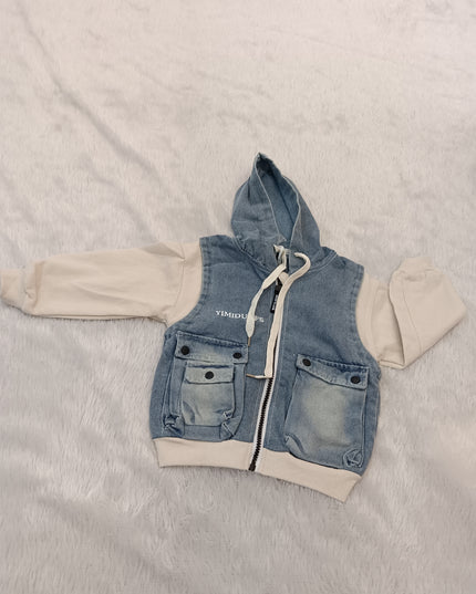 BOYS TSHIRT CODE-A266 Boys Denim Hooded Sleeveless Jacket | Stylish Casual Hoodie