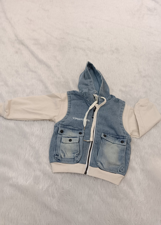 BOYS TSHIRT CODE-A266 Boys Denim Hooded Sleeveless Jacket | Stylish Casual Hoodie