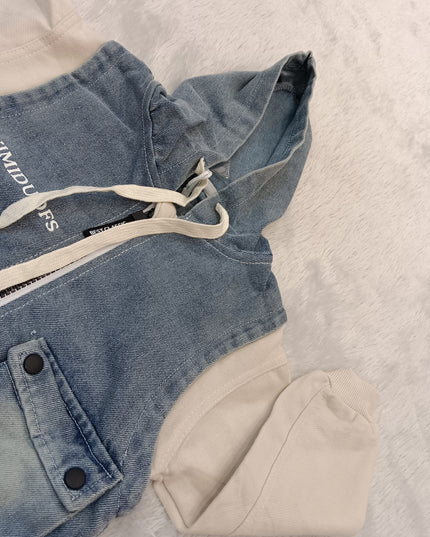 BOYS TSHIRT CODE-A266 Boys Denim Hooded Sleeveless Jacket | Stylish Casual Hoodie