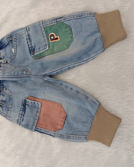 BOYS JEANS CODE-A267 Boys Light Blue Cargo Denim Jeans | Multi-Pocket Casual Jogger Fit Jeans for Kids