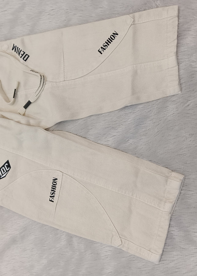 BOYS JEANS CODE-A269 Boys Off White Cargo Jogger Pants | Stylish Casual Bottom Wear