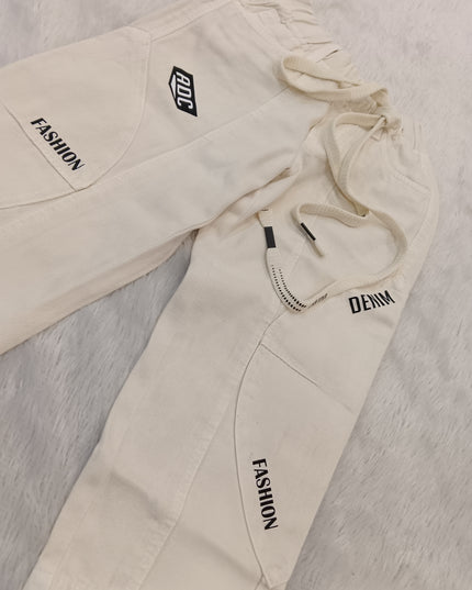 BOYS JEANS CODE-A269 Boys Off White Cargo Jogger Pants | Stylish Casual Bottom Wear