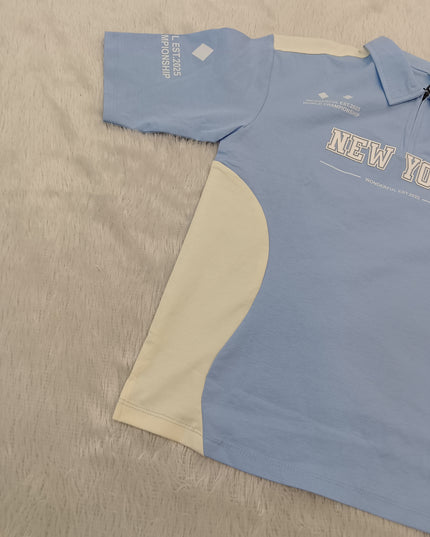 BOYS TSHIRT CODE-A278 Boys Light Blue Printed Polo T-Shirt | Half Sleeve Casual T-Shirt
