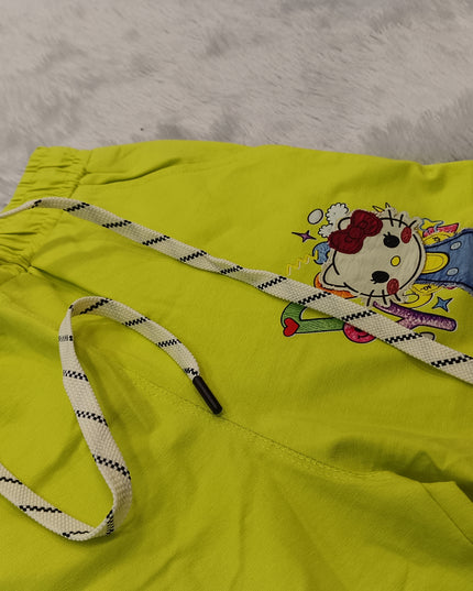 GIRLS CODINATE CODE-A273 Girls Lime Green Printed T-Shirt & Shorts Co-Ord Set