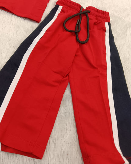 GIRLS CODINATE CODE-A281 Girls Red Printed T-Shirt & Wide Leg Pants Co-Ord Set