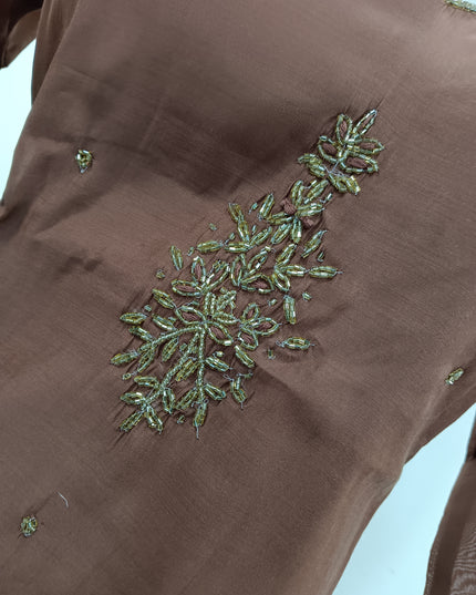 LADIES KURTI SET CODE-A293 Women’s Brown Embroidered Kurta Pant Dupatta Set | He and She