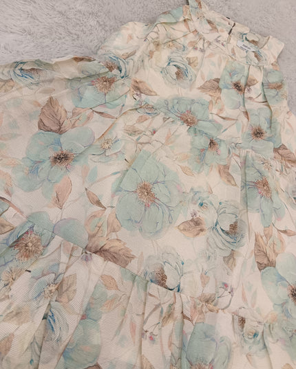 GIRLS PLAZO SET CODE-A344 Girls Floral Frock Dress – Pastel Blue & Cream Party Wear Dress | He and She