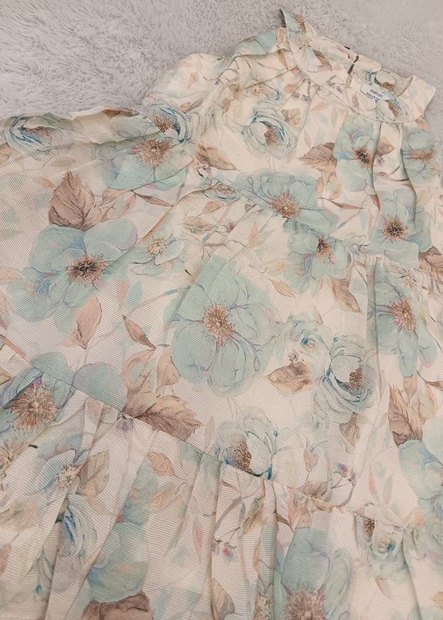 GIRLS FROCK CODE-A244 Girls Floral Frock Dress – Pastel Blue & Cream Party Wear Dress | He and She