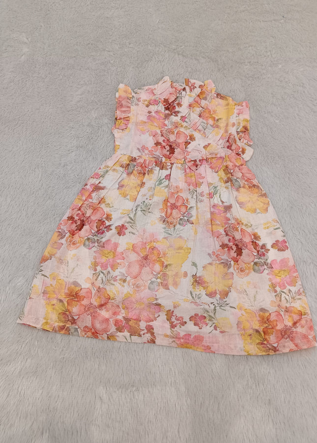GIRLS FROCK CODE-A245 Girls Floral Frock Dress – Pink & Multicolor Party Wear Dress | He and She