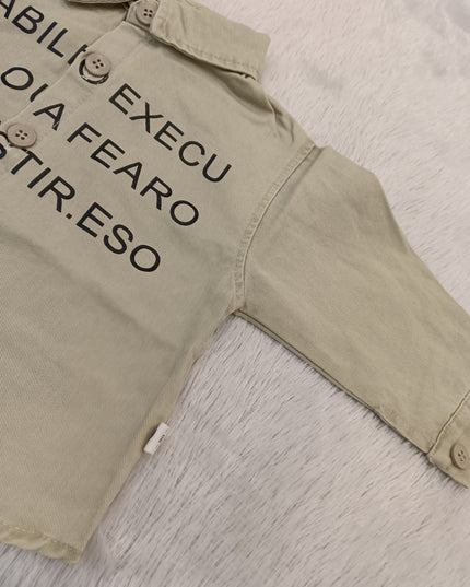 BOYS SHIRT CODE-A307 Boys Beige Printed Full Sleeve Shirt | Stylish Casual Shirt for Kids