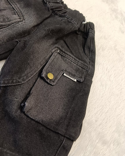 BOYS JEANS CODE-A305 Boys Black Denim Cargo Shorts | Stylish Casual Shorts for Kids