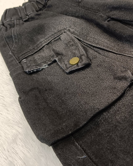 BOYS JEANS CODE-A305 Boys Black Denim Cargo Shorts | Stylish Casual Shorts for Kids