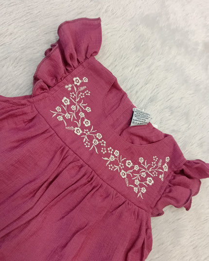 GIRLS FROCK CODE-A301 Girls Embroidered Floral Dress with Ruffle Sleeves | Stylish Party & Casual Dress