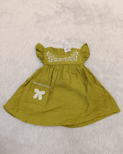 GIRLS FROCK CODE-A301 Girls Embroidered Floral Dress with Ruffle Sleeves | Stylish Party & Casual Dress