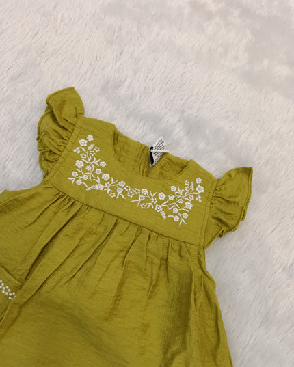 GIRLS FROCK CODE-A301 Girls Embroidered Floral Dress with Ruffle Sleeves | Stylish Party & Casual Dress