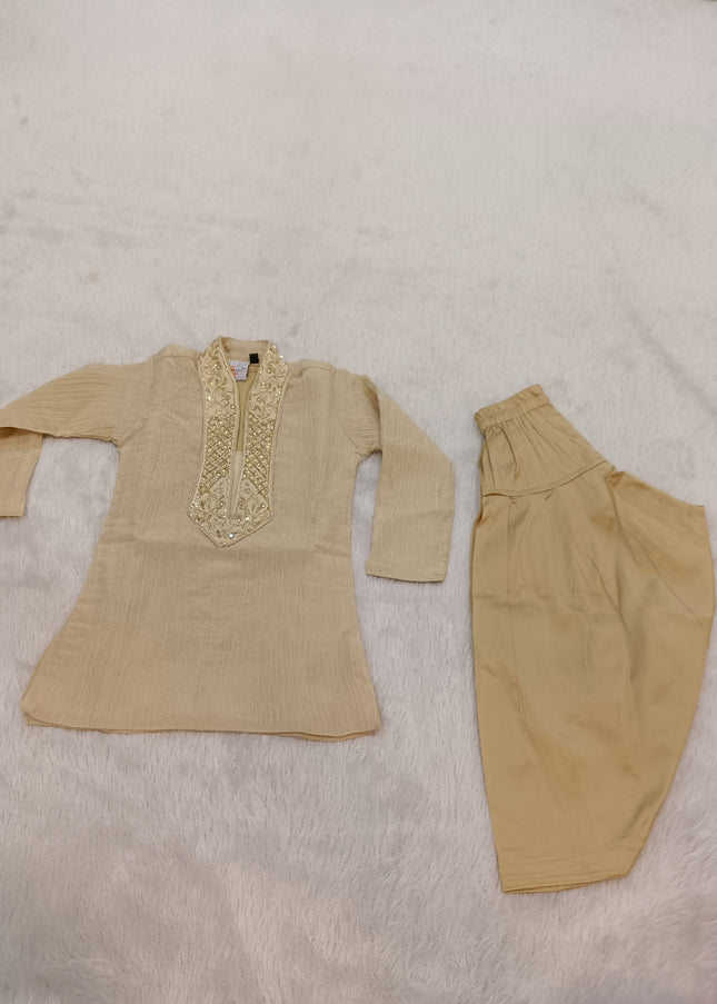 BOYS ETHNIC CODE-A311 Boys Beige Embroidered Kurta Pajama Set | Traditional Ethnic Wear for Kids
