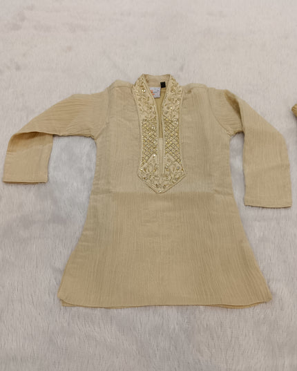 BOYS ETHNIC CODE-A311 Boys Beige Embroidered Kurta Pajama Set | Traditional Ethnic Wear for Kids