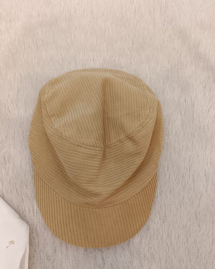 BOYS SET CORD-A309 Boys Beige Corduroy Pant, Printed Shirt, Bow Tie & Cap Party Wear Set