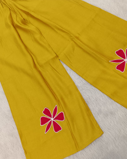 GIRL KURTI SET CODE-A315 Girls Yellow Floral Embroidered Kurta Palazzo Set | Stylish Ethnic Wear for Girls