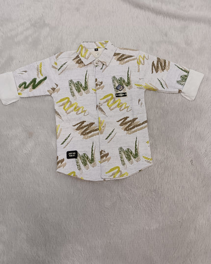 BOYS SHIRT CODE-A338 Boys Printed Casual Shirt | Full Sleeve Cotton-Look Shirt for Kids