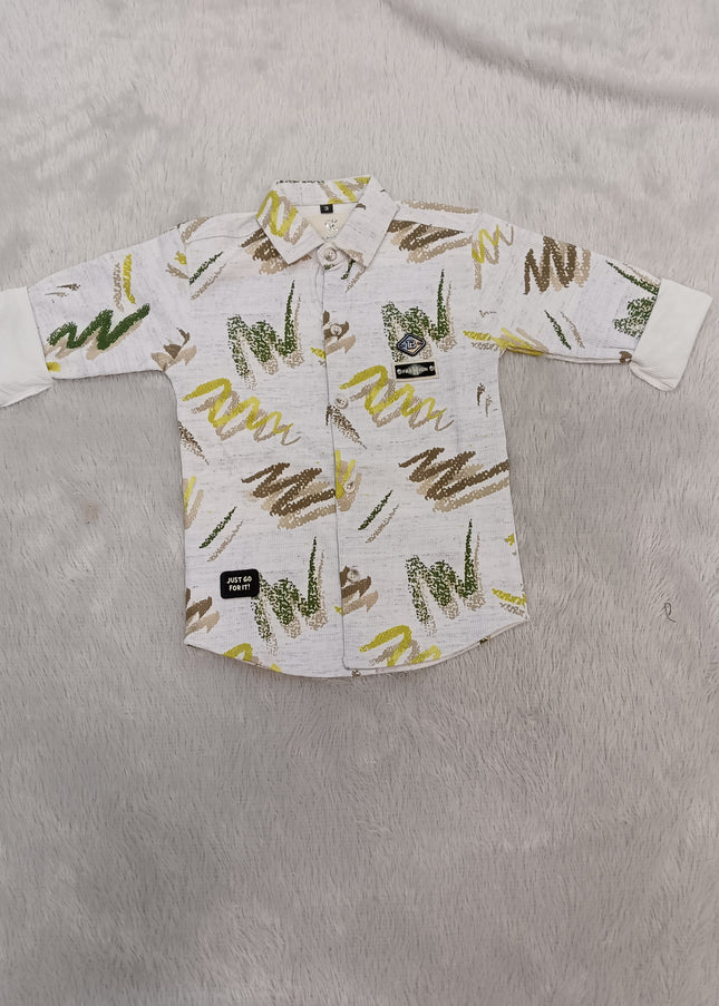 BOYS SHIRT CODE-A338 Boys Printed Casual Shirt | Full Sleeve Cotton-Look Shirt for Kids
