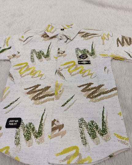 BOYS SHIRT CODE-A338 Boys Printed Casual Shirt | Full Sleeve Cotton-Look Shirt for Kids