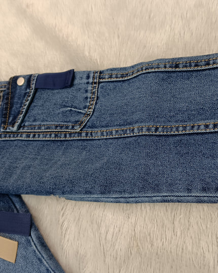 BOYS JEANS CODE-A340 Boys Blue Denim Cargo Jeans with Belt | Stylish Utility Pocket Jeans