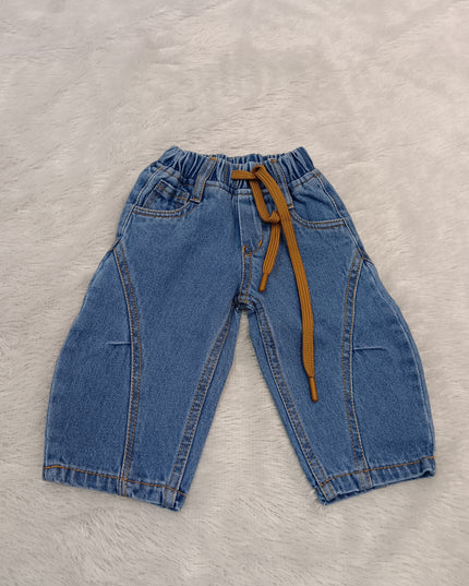 BOYS JEANS CODE-A342 Boys Denim Jogger Pants with Drawstring – Casual Cotton-Blend Jeans