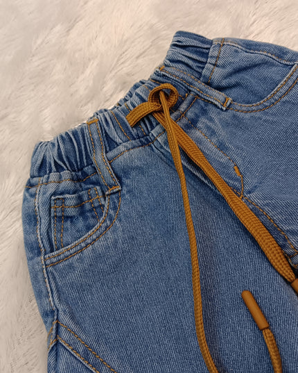 BOYS JEANS CODE-A342 Boys Denim Jogger Pants with Drawstring – Casual Cotton-Blend Jeans