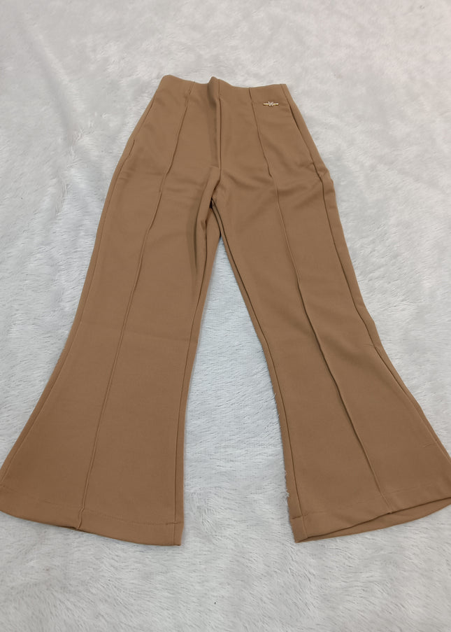 GIRLS PAINT CODE-A373 Girls Beige Flared Pants | Stylish Bell Bottom Trousers for Kids | He And She Kidswear