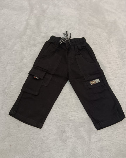 BOYS JEANS CODE-A341 Boys Cargo Pants | Stylish Cotton Utility Trousers for Kids | White & Black