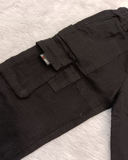 BOYS JEANS CODE-A341 Boys Cargo Pants | Stylish Cotton Utility Trousers for Kids | White & Black