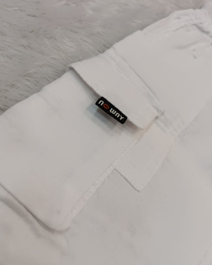 BOYS JEANS CODE-A341 Boys Cargo Pants | Stylish Cotton Utility Trousers for Kids | White & Black