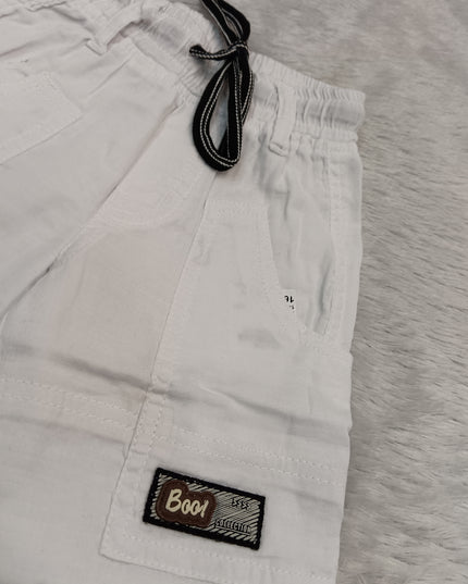 BOYS JEANS CODE-A341 Boys Cargo Pants | Stylish Cotton Utility Trousers for Kids | White & Black