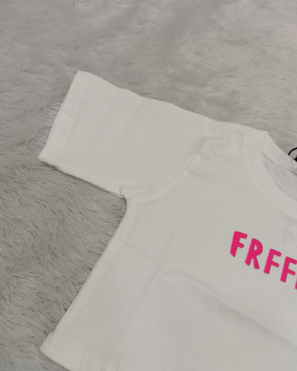 GIRLS TOPS CODE-A351 Girls White Graphic Oversized T-Shirt – Freedom Print Cotton Top | He And She