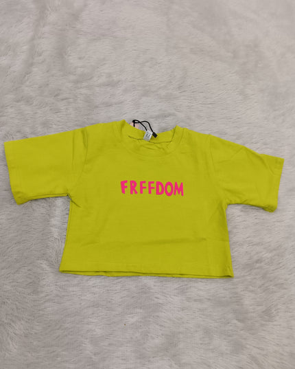 GIRLS TOPS CODE-A351 Girls White Graphic Oversized T-Shirt – Freedom Print Cotton Top | He And She